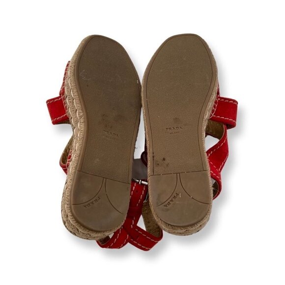 PRADA orange suede espadrilles size 38.5 - Picture 5 of 8
